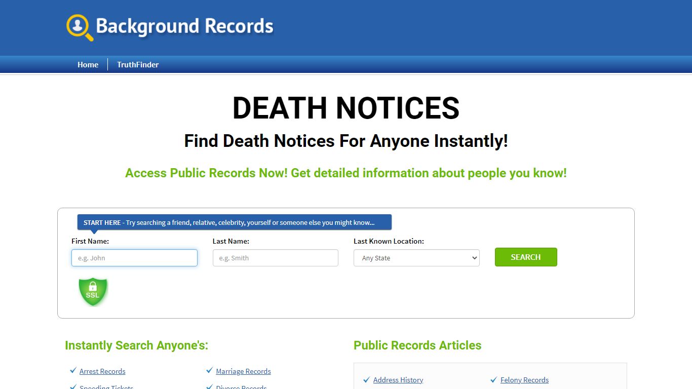 Find Death Notices For Anyone Instantly! - Background Records